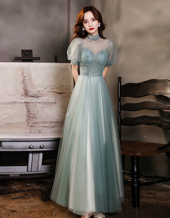 宴会晚礼服女2024新款名媛仙气高贵主持人礼服裙